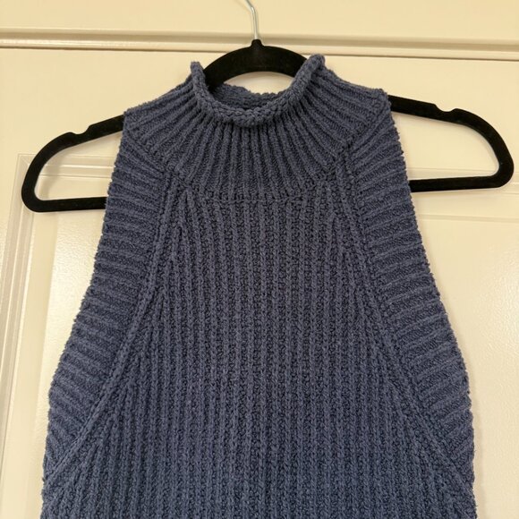 Anthropologie Siobhan Sweater Tank Knit Mock Neck Winter Blue sz XS - Picture 8 of 14